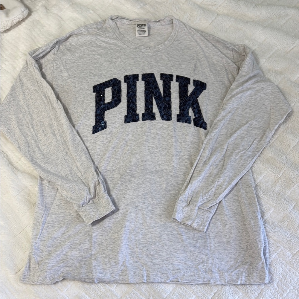 PINK Victoria's Secret Gray Long Sleeve Top